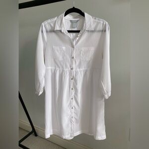 Long Sheer White Blouse with 3/4 Sleeve